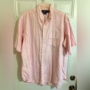 Ralph‎ Lauren Yarmouth Mens Shirt 17 36/37 Pink Check Button Down Cotton Preppy